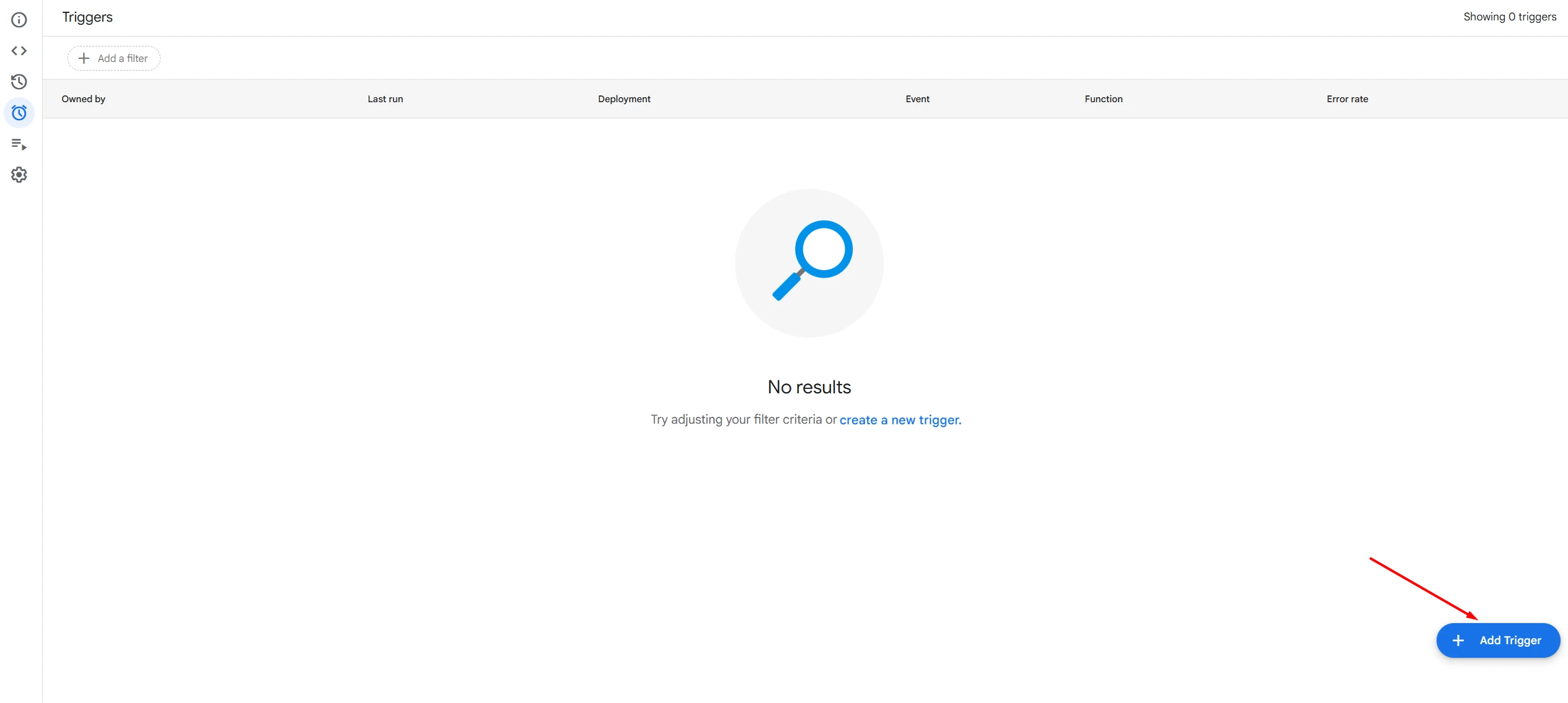 Apps Script Add Trigger button