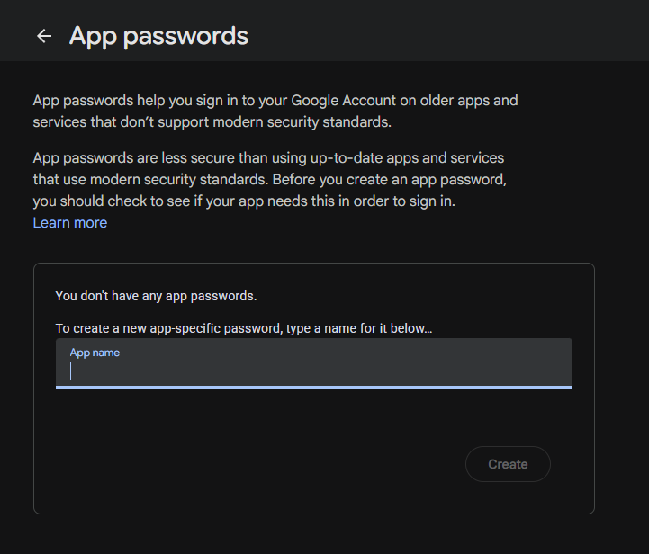 Generating a Google App Password for Thunderbird