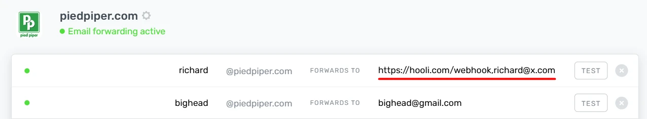 multiple webhook destinations example