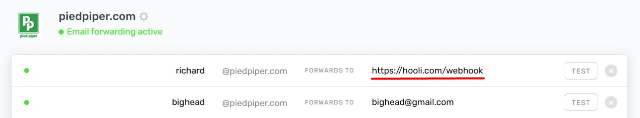 webhook configuration interface